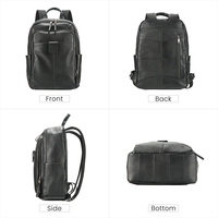 Tas Ransel Laptop Bisnis Kulit Asli dengan Tali Bahu Lengkung, Penutup Ritsleting, Kapasitas Besar untuk Perjalanan Sehari-hari dan Perjalanan
