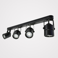 Spot LED COB sur rail moderne à 4 têtes GU10/MR16, corps en fer et aluminium noir, nouveau support de lampe pour éclairage intérieur, boîtier de lampe