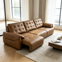 Canapé d'angle moderne de luxe en cuir PU avec dossier capitonné, fonction inclinable, personnalisable et polyvalent pour salon
