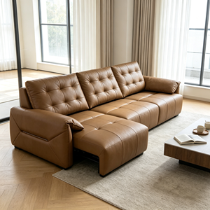 Sofá Seccional Moderno en Forma de L de Cuero Sintético con Respaldo Acolchado y Función Reclinable para Sala de Estar - Product Image 2