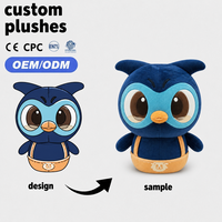 Grosir ODM ODM Boneka Burung Hantu Biru dengan Ransel untuk Perlengkapan Sekolah Hadiah Produsen Maskot Hewan Kustom
