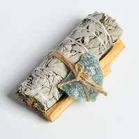 Großhandel California Sage White Sage Smudge Kit Roh kristalle Palo Santo Aroma therapie Set Home Energy Cleansing Gravur
