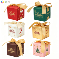 Boîte cadeau en papier kraft écologique pour Noël, avec fenêtre, motif personnalisé du Père Noël, pliable, réutilisable, pour emballer des biscuits et des bonbons, pour les fêtes