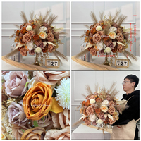 DKB Vente en gros de boules de roses artificielles vertes et blanches de haute qualité pour la décoration de mariage