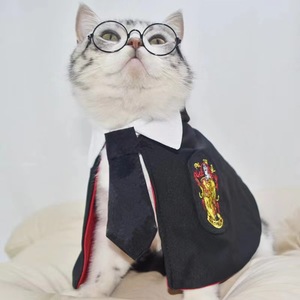 Capa de <span class=keywords><strong>Harry</strong></span> <span class=keywords><strong>Potter</strong></span> para mascotas, disfraz de Halloween para gatos y perros, capa <span class=keywords><strong>m</strong></span>ágica para animales pequeños con diseño de escudo - Product Image 3