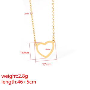 Minimalista moda corazón encanto collar joyería venta al por mayor impermeable Acero inoxidable oro hueco corazón colgante collar para regalo - Product Image 2