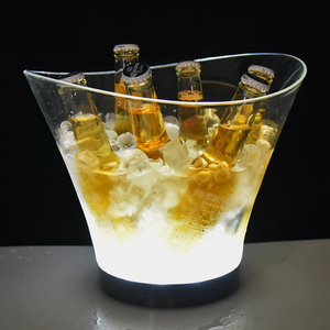 Bar de hotel de discoteca de plástico acrílico transparente redondo redondo de 6L iluminado cubo de hielo led para vino de cerve - Product Image 4
