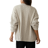 Cardigan en Cachemire Mélangé pour Femme, Col en V, Tricot Câblé, Style Décontracté et Preppy, Couleur Unie, Qualité Supérieure, Vente en Gros