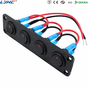 Painel de Interruptores Gangue de 6 Teclas com Luz LED Azul 24V IP65 em Liga de Alumínio com Conexão Rápida para Barcos, Carros e Caminhões 2P Liga/Desliga - Product Image 1