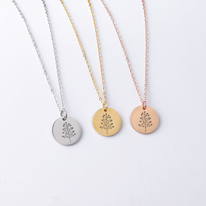 Bijoux personnalisés en acier inoxydable, collier en or avec pendentif en forme de <span class=keywords><strong>fleur</strong></span> fait à la main pour femmes - Product Image 1