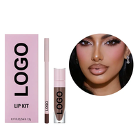 Kit Lèvres Maquillage Végane Marque Blanche, Kit Complet Rouge à Lèvres et Gloss avec Crayon Nude
