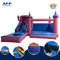 Château Gonflable Commercial Combiné, Thème Violet et Bleu, avec Toboggan pour Location de Fêtes