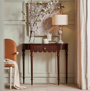 Mesa <span class=keywords><strong>Consola</strong></span> Decorativa de Estilo Nórdico Europeo de Madera Maciza Vintage de Lujo para <span class=keywords><strong>Recibidor</strong></span>, con Forma de Arco Semicircular, para Uso en Hoteles - Product Image 2