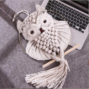 Offre Spéciale fait à la main Boho décor à la maison réutilisable hibou <span class=keywords><strong>macramé</strong></span> tenture murale Design nordique Style tissé tissu frontons mobile corde Art - Product Image 4