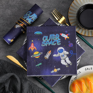 Printed cartoon space man party <b>paper</b> napkins, square <b>paper</b>, cross-border export, disposable napkin wholesale - Product Image 4