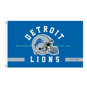 NFL Flag Hot Sell High Quality Detroit Lions Flags Custom 3x5 ft 100% Polyester Used in Super Bowl Custom Detroit Lions Flags