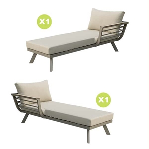 Chaises longues de plage avec accoudoirs, lit de jour pour <span class=keywords><strong>2</strong></span> <span class=keywords><strong>personnes</strong></span>, en aluminium, pour l'extérieur, chaise longue modulaire à deux places - Product Image 4