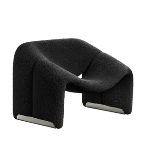 Cream style smiling chair - single person <b>sofa</b> chair - living room - home balcony - meeting and relaxing - sheepskin - designer - Product Image 4