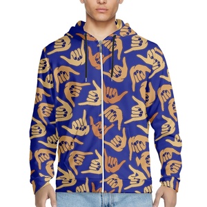 Customization Shaka Hand Sign felpa da <span class=keywords><strong>uomo</strong></span> ampia stile sportivo felpa con cappuccio stampa on Demand felpa con cerniera - Product Image 3