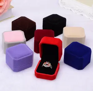 定制印花奢华绒布塑料盒耳环锆石戒指饰品包装天鹅绒礼品盒
