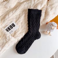 Frauen Herbst Winter Haarige Nerz Samt Socken Verdicken Twist Gestrickt Warmer Schlaf boden Flauschige Socke