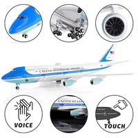 Grand modèle d'avion en résine UNITED OF AMERICA Air Force One avec éclairage LED, modèles d'avions de 18 pouces avec support en bois