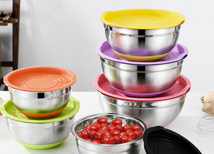 อ่างทำอาหารสแตนเลสอเนกประสงค์เคลือบสารกันติดพร้อมฝาพลาสติก - Product Image 3