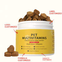 Multivitamines Premium pour Animaux de Compagnie, Friandises Tendres à Mâcher, Saveur Poulet, pour Chiens et Chats, Peau et Pelage Sains, Santé des Articulations, Renforcement du Système Immunitaire