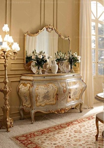 Mobili rococò di lusso antico armadio in legno dorato con <span class=keywords><strong>ingresso</strong></span> a <span class=keywords><strong>specchio</strong></span> con cassetti in oro - Product Image 5