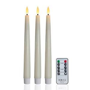 Wholesale Set 2 Flameless <strong>White</strong> Flickering Real Wax Electric LED <strong>Taper</strong> <strong>Candles</strong> Moving Flame Halloween Ramadan Birthdays Decor - Product Image 4
