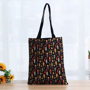 Custom Eco-Friendly Recyclable Cotton Canvas Tote <b>Bag</b> with Zipper Closure Letter Pattern <b>Reusable</b> Shopping <b>Bag</b> - Product Image 2