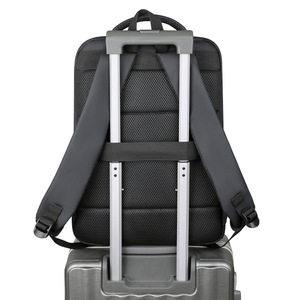Viyalu Men's <b>Large</b> Capacity Laptop <b>Backpack</b> 15 Inches Water Resistant Business Commuter Bag Solid Color Black Gray - Product Image 3