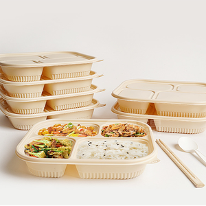 Fiambreras Bento de 3 compartimentos desechables biodegradables de almidón de maíz 20-28G Material de papel de 20-28G aceptar - Product Image 1
