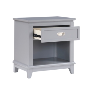 Gray Finish Nightstand With <b>Storage</b> <b>Drawer</b> Bottom Shelf Classic Style Bedroom Furniture - Product Image 3