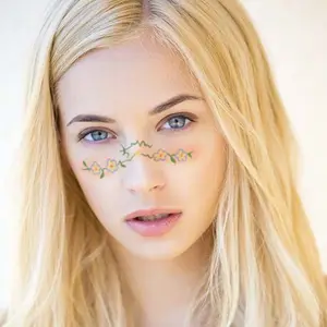 Face Pretty Flowers Pattern Tattoos Sticker Temporary Tattoo Water Transfer Tattoo for Girl's Party Water Proof