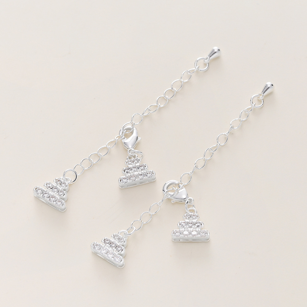 Thick silver diamond-encrusted extension chain (10*70mm)