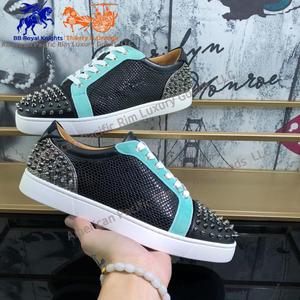 Chaussures décontractées rétro de marque pour hommes et femmes, légères, en cuir véritable, avec doublure de luxe et paillettes, style Louboutin - Product Image 6