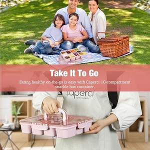 Contenedor Snackle Box Grande con 10 Compartimentos, Bandeja Dividida para Servir con Tapa y Asa, 2 Recipientes para Salsas Integrados a Prueba de Fugas - Product Image 6