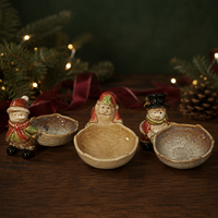 Bol en céramique vintage style ferme pour Noël, avec Père Noël et bonhomme de neige, pour rangement, bonbons et noix, décoration festive de table pour Diwali et Ramadan