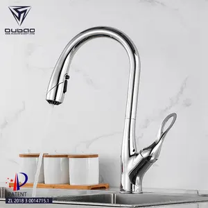 Contemporary Chrome Kitchen Sink Faucet Taps With Pull Out Sprayer And 360 Swivel Pull Down Spout