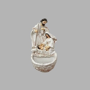 Escultura Religiosa Católica <span class=keywords><strong>de</strong></span> Resina: Sagrada Familia en la Natividad, Nacimiento <span class=keywords><strong>de</strong></span> Jesús, Cuenco <span class=keywords><strong>de</strong></span> Agua Bendita y Bandeja <span class=keywords><strong>para</strong></span> Guardar Llaves, <span class=keywords><strong>para</strong></span> Decoración Interior - Product Image 4