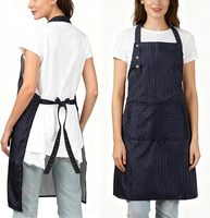 Tablier de cuisine réglable lavable en machine avec 2 poches, en toile de coton imperméable, pour femmes, hommes et chefs