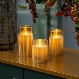 Flameless Vàng thủy tinh LED <span class=keywords><strong>Candle</strong></span> Set với paraffin wax Pin hoạt động di chuyển <span class=keywords><strong>Wick</strong></span> <span class=keywords><strong>Candle</strong></span> Light với điều khiển từ xa và hẹn giờ - Product Image 6