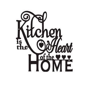 Decorazione da Parete per Cucina, Scultura Moderna in Metallo Nero 'La Cucina è il Cuore della Casa' per Sala da Pranzo, Stile Rustico e Arredamento Cucina - Product Image 1