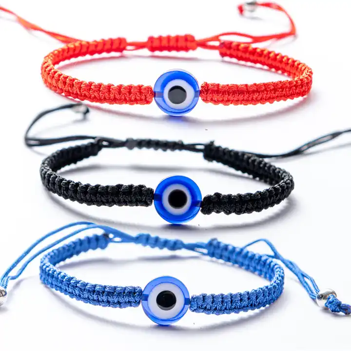 Evil Eye Bracelet Black String Kabbalah Protection Handmade Adjustable