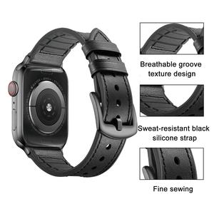 Correa de Reloj de Cuero y Silicona de Lujo al por Mayor con Hebilla de Acero Inoxidable, Correa de Repuesto de Cuero para Apple Watch 10/9/8/SE 46mm 49mm - Product Image 3