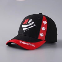 Casquette de baseball unisexe de haute qualité avec logo Canada, casquette sportive à visière en tissu tricoté, panneaux personnalisés en caoutchouc et vinyle