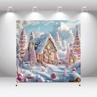 Housse de fond de scène carrée en polyester pour Noël, mariage, baby shower, cérémonie, anniversaire, personnalisable