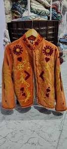 Best Suzani Embroidered Knitted Velvet Bomber Jacket Boho Reversible Letter Detail Vintage Hippie Winter Warm Eco-Friendly - Product Image 2