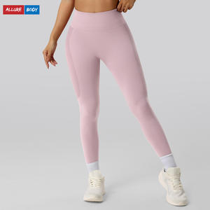 อัลลัวร์ บอดี้ โยคะเลกกิ้งเอวสูงไร้รอยต่อตาข่ายด้านข้างกางเกงออกกำลังกายสำหรับผู้หญิงสีม่วงอ่อนสีฟ้าอ่อนสีน้ำตาลกาแฟสีดำ - Product Image 3